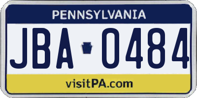 PA license plate JBA0484