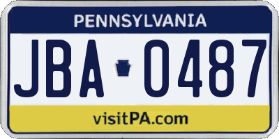 PA license plate JBA0487