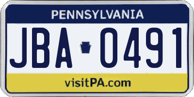 PA license plate JBA0491