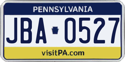 PA license plate JBA0527