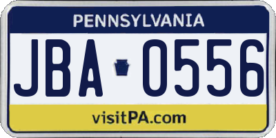PA license plate JBA0556
