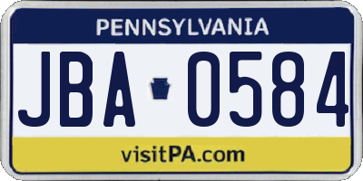 PA license plate JBA0584