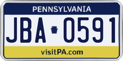 PA license plate JBA0591