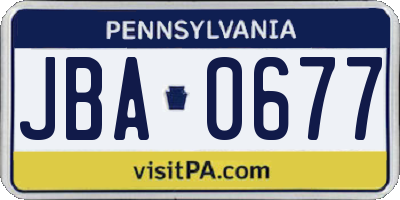 PA license plate JBA0677
