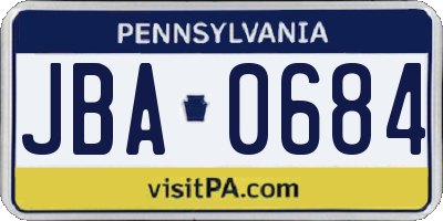 PA license plate JBA0684