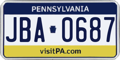 PA license plate JBA0687