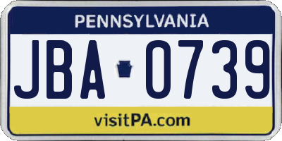 PA license plate JBA0739