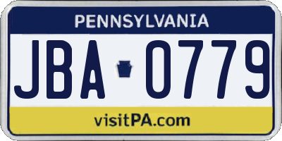 PA license plate JBA0779