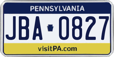 PA license plate JBA0827
