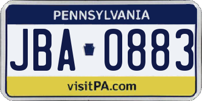 PA license plate JBA0883