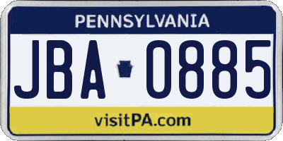 PA license plate JBA0885