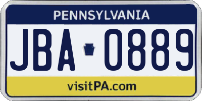 PA license plate JBA0889