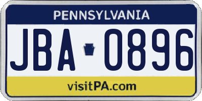 PA license plate JBA0896
