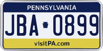 PA license plate JBA0899