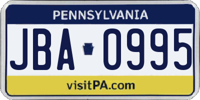 PA license plate JBA0995