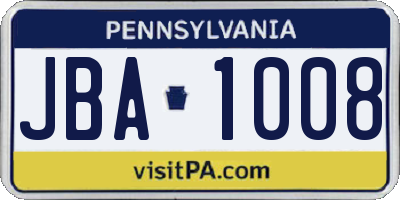PA license plate JBA1008