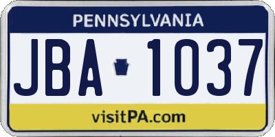 PA license plate JBA1037