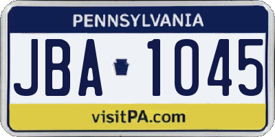 PA license plate JBA1045
