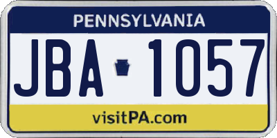 PA license plate JBA1057