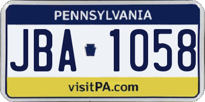 PA license plate JBA1058