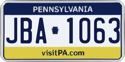 PA license plate JBA1063