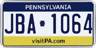 PA license plate JBA1064