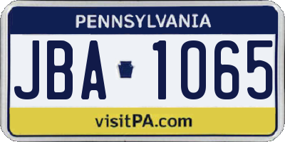 PA license plate JBA1065