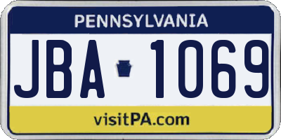 PA license plate JBA1069