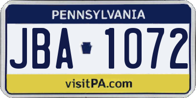 PA license plate JBA1072