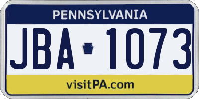 PA license plate JBA1073