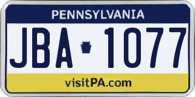 PA license plate JBA1077