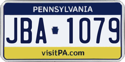 PA license plate JBA1079