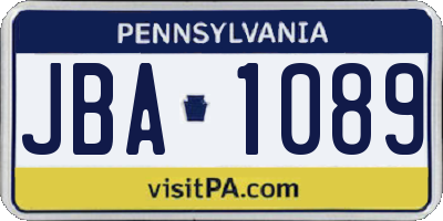 PA license plate JBA1089