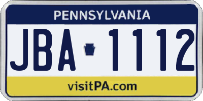 PA license plate JBA1112