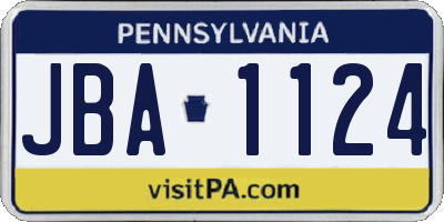 PA license plate JBA1124