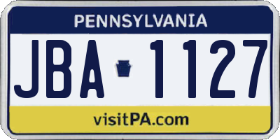 PA license plate JBA1127