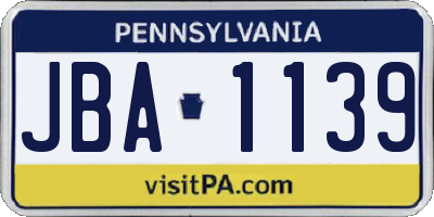 PA license plate JBA1139