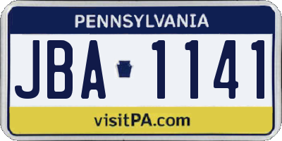 PA license plate JBA1141