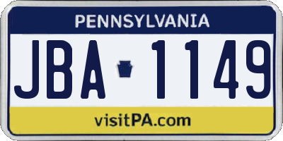 PA license plate JBA1149