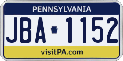 PA license plate JBA1152