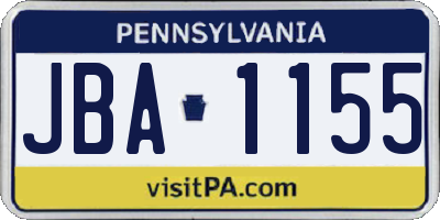 PA license plate JBA1155