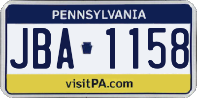 PA license plate JBA1158