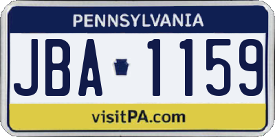 PA license plate JBA1159