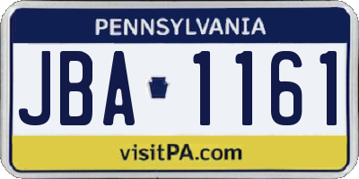 PA license plate JBA1161