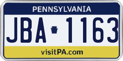 PA license plate JBA1163