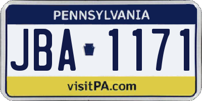 PA license plate JBA1171