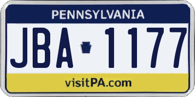 PA license plate JBA1177