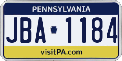 PA license plate JBA1184