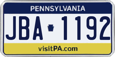 PA license plate JBA1192