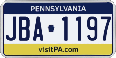 PA license plate JBA1197
